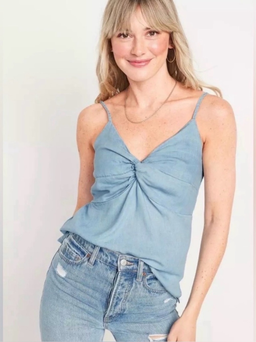 Old Navy Light Blue Twist-Front Spaghetti Strap Camisole